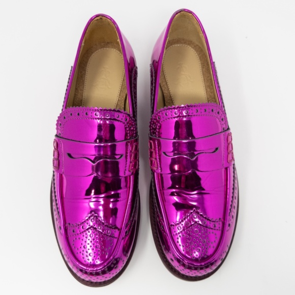 The Office of Angela Scott Ms Charlotte Metallic Magenta Penny Loafers Size 36.5 - Picture 6 of 9